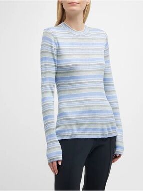 Theory Striped Lightweight Rib Knit Top
